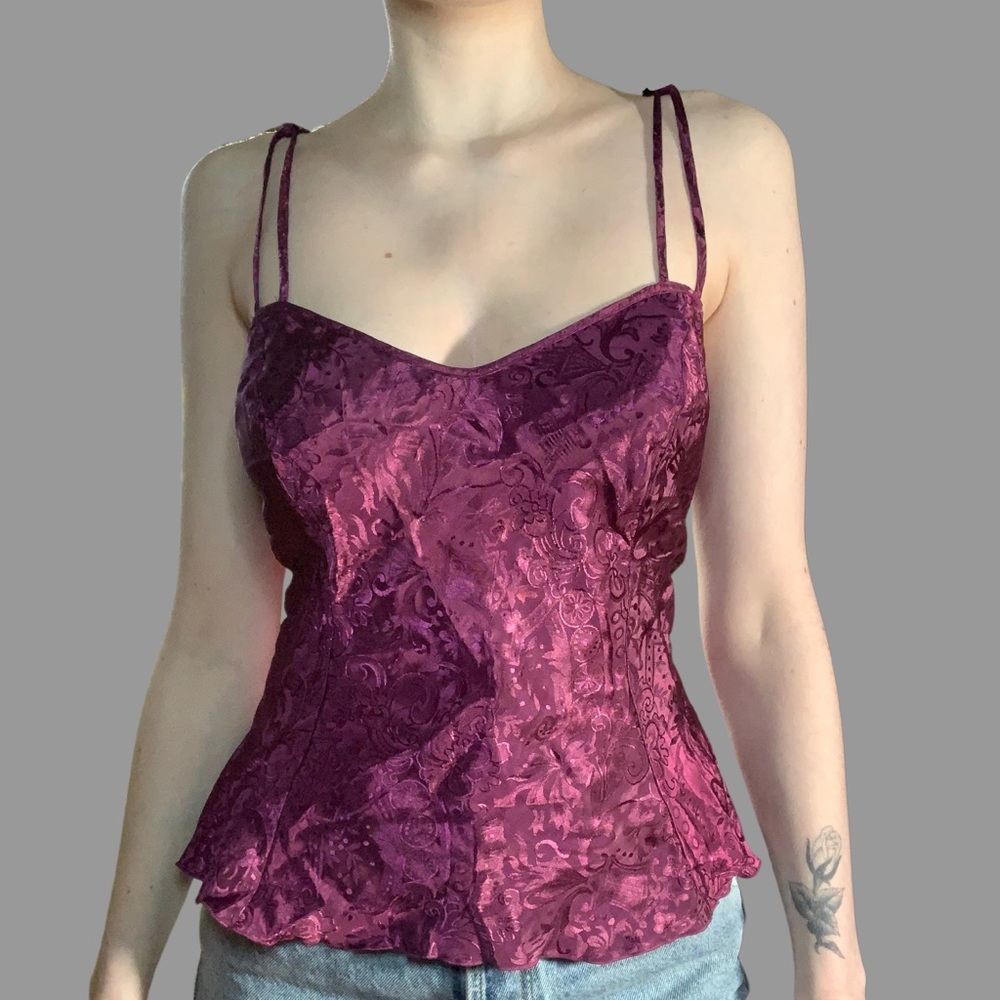 Victoria’s Secret vintage gold label purple satin tank M